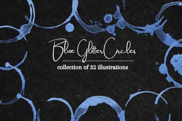 Blue Glitter Stains: A Bold Clipart Collection for Dark Designs