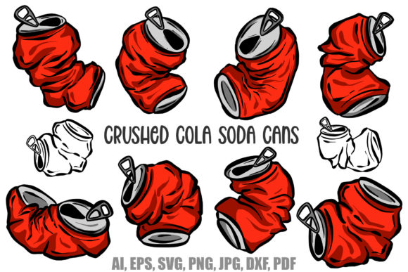 Cola Coke Soda Crushed Can Cartoon Logo for Bold Designs