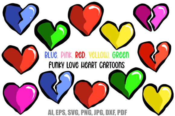Funky Cartoon Love Hearts Valentines SVG Collection