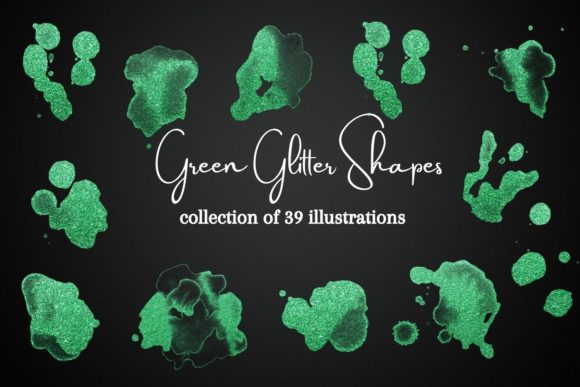 Green Glitter Shapes Clipart: A Designer's Sparkle Toolkit