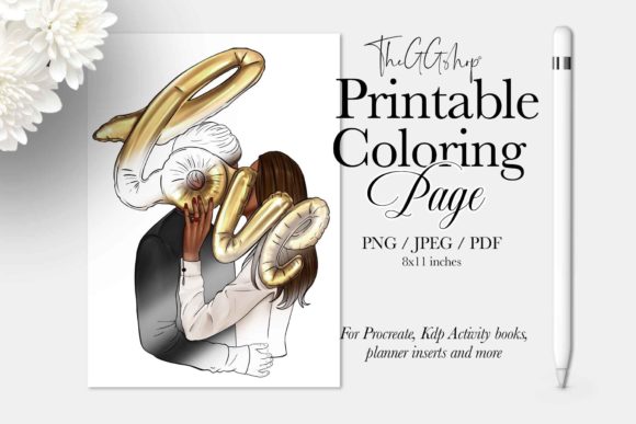 Valentine's Day Coloring Page: A Hand-Drawn Design Asset