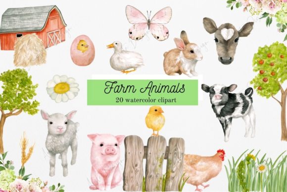 Watercolor Farm Animals: A Charming Design Collection